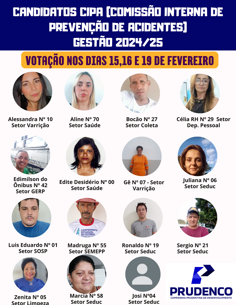 CONHEÇA OS CANDIDATOS PARA A CIPA GESTÃO 2024-2025